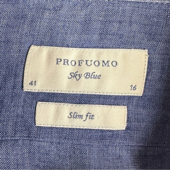 Profuomo Men’s Slim Fit Linen Shirt - Sky Blue
Size: 41 (16)
EUC - Picture 3 of 5